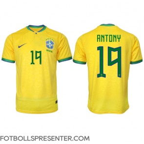 Brasilien Antony #19 Hemma Matchtröja VM 2022 Kortärmad